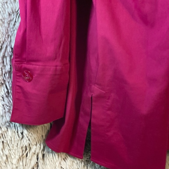 Chicos Women’s sz 2 (US 12) No Iron Stretch 3/4 Sleeve Tunic Very Cherry Blouse - Picture 2 of 8
